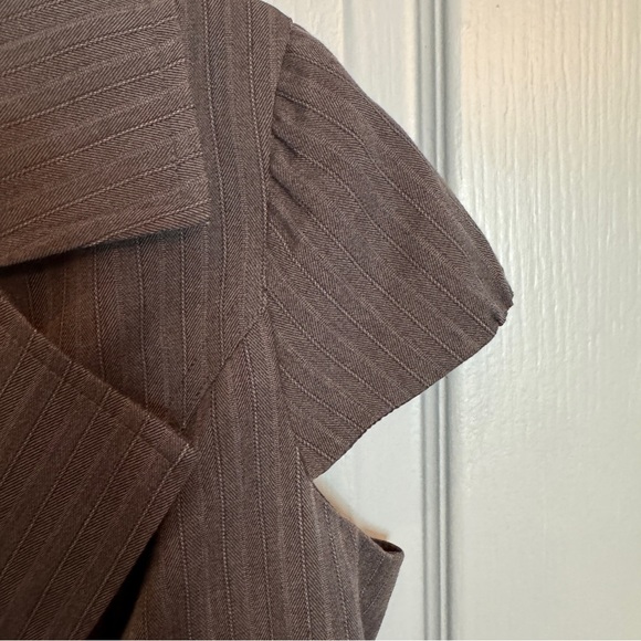 Guess Y2K Office Siren‎ Cap Sleeve Blazer Sz L Gray Pinstripe Sexy 90s NO BELT - Picture 5 of 15